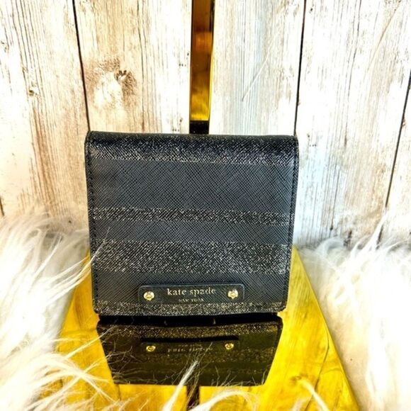 Kate Spade Serenade Haven Lane Black Glitters Mini Wallet WLRU3228 - Picture 1 of 3